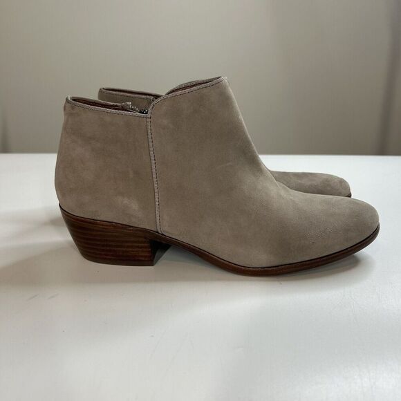 Sam Edelman Petty Suede Heeled Ankle Bootie Womens 9 M Putty Gray Beige - Picture 3 of 8